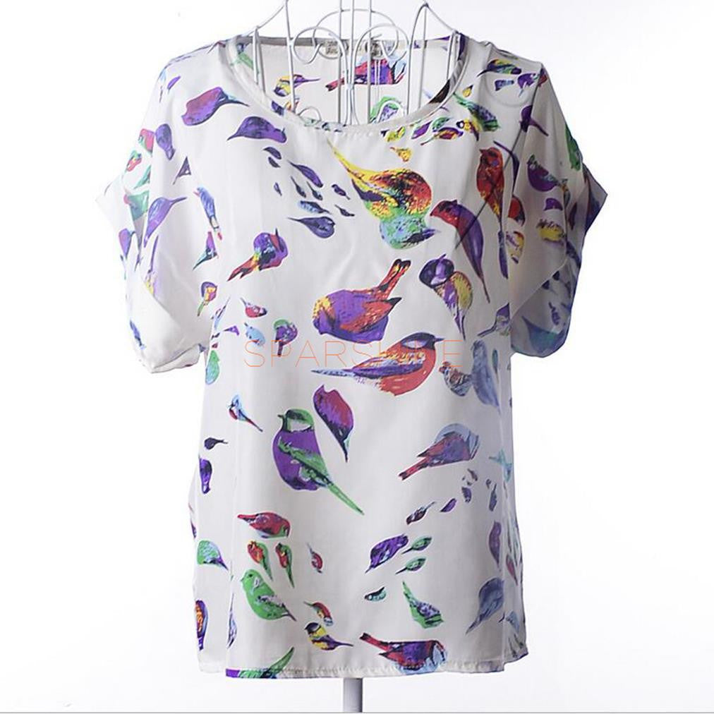 Women Blouses Chiffon Shirt Women Plus Size Short Sleeve Women Tops Batwing Summer-Dollar Bargains Online Shopping Australia