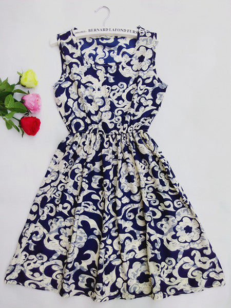 women European style plus size Fashion party Vest dress Flower prints Slim Mini Dress Spring summer dresses-Dollar Bargains Online Shopping Australia