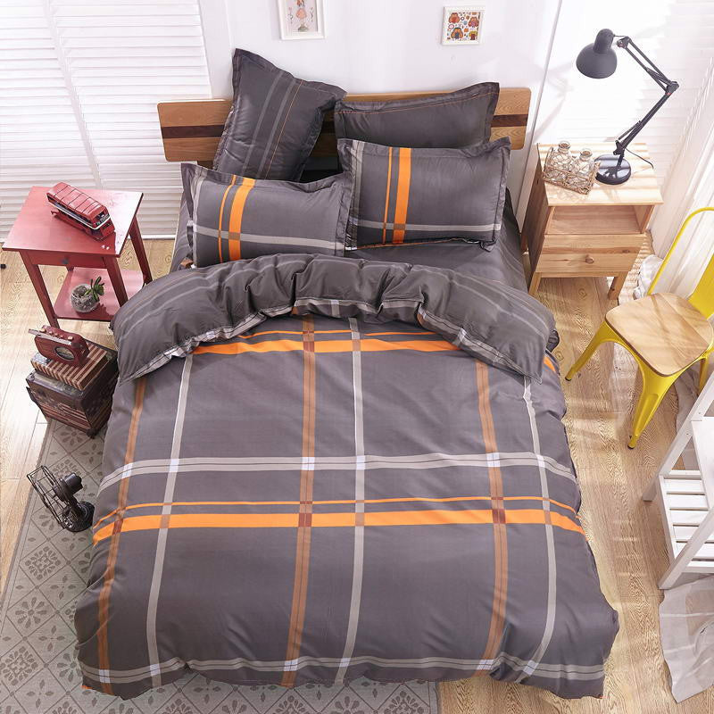 Spring and Autumn Cotton Bedding Sets Duvet Cover Bed Sheet Minimalist Style Checkered Fashion 3 / 4pcs Queen Full Twin Size-Dollar Bargains Online Shopping Australia