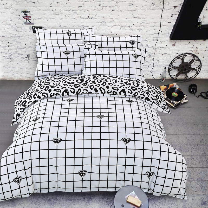 Spring and Autumn Cotton Bedding Sets Duvet Cover Bed Sheet Minimalist Style Checkered Fashion 3 / 4pcs Queen Full Twin Size-Dollar Bargains Online Shopping Australia