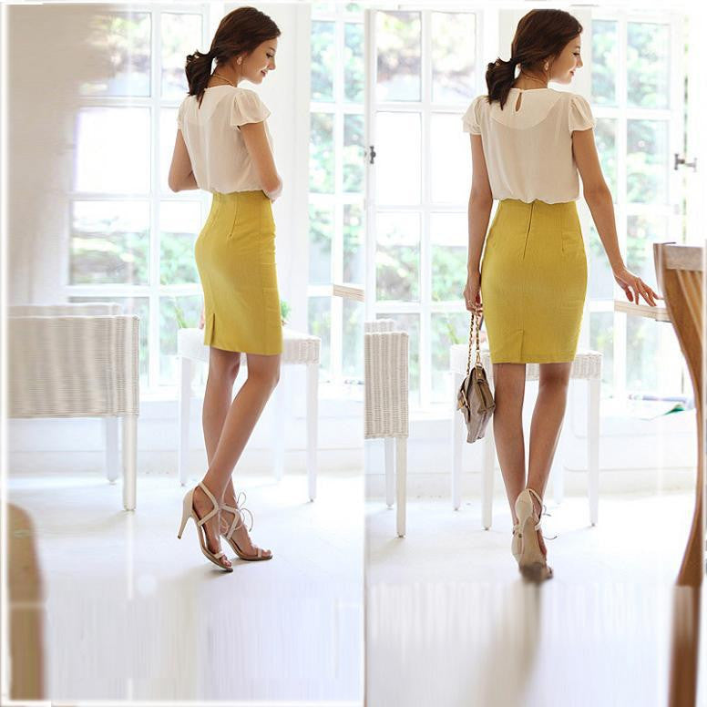 Fashion Women Slim Fitted Knee Length Straight Pencil Midi Skirt High Waist OL Career Skirts-Dollar Bargains Online Shopping Australia