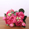 30cm Rose Pink Silk Bouquet Peony Artificial Flowers 5 Big Heads 4 Small Bud Bride Wedding Home Decoration Fake Flowers Faux-Dollar Bargains Online Shopping Australia