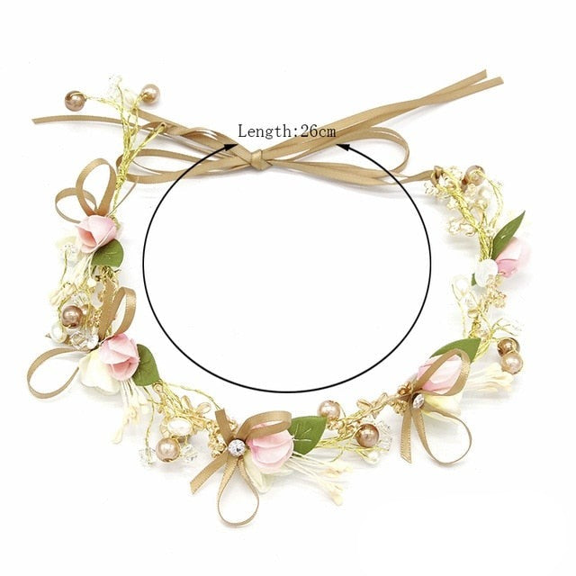 Bride Wedding Hair Accessories Gorgeous Flower Headbands Braided Hair Vine Pearl Headpiece Hair Ornament For Women Girls-Dollar Bargains Online Shopping Australia