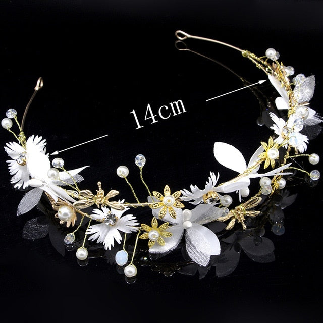 Bride Wedding Hair Accessories Gorgeous Flower Headbands Braided Hair Vine Pearl Headpiece Hair Ornament For Women Girls-Dollar Bargains Online Shopping Australia