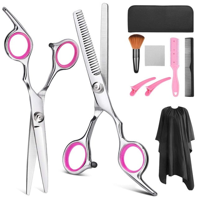 9 PCS Professional Hairdressing Scissors Kit Hair Cutting Scissors Hair Scissors Tail comb Hair Cape Hair Cutter Comb-Dollar Bargains Online Shopping Australia