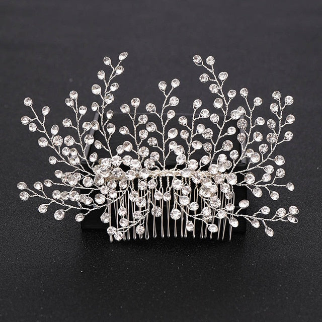 Silver Color Pearl Crystal Wedding Hair Combs Hair Accessories for Bridal Flower Headpiece Women Bride Hair ornaments Jewelry-Dollar Bargains Online Shopping Australia