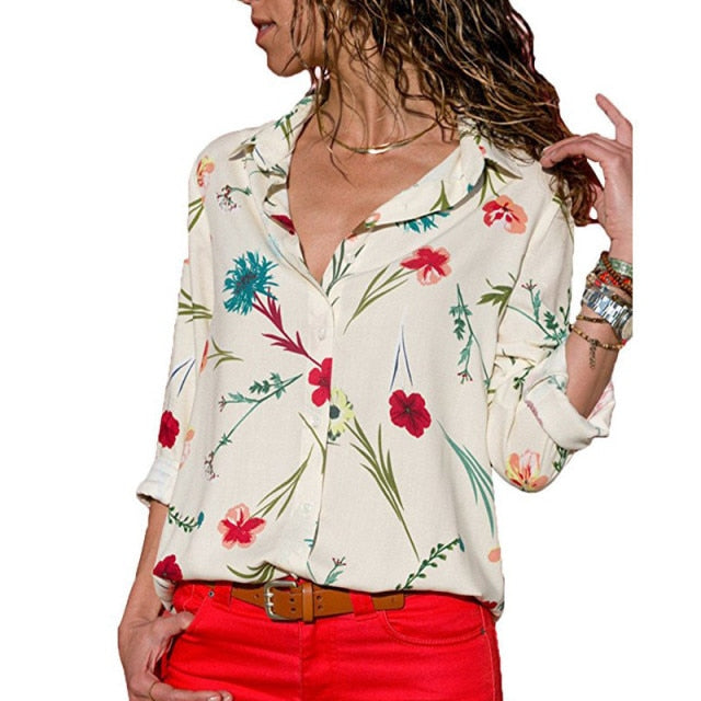 Women Blouses Fashion Long Sleeve Turn Down Collar Office Shirt Blouse Shirt Casual Tops Plus Size Blusas Femininas-Dollar Bargains Online Shopping Australia