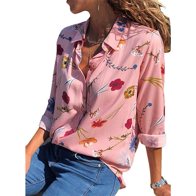 Women Blouses Fashion Long Sleeve Turn Down Collar Office Shirt Blouse Shirt Casual Tops Plus Size Blusas Femininas-Dollar Bargains Online Shopping Australia