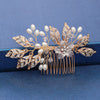 Trendy Handmade Tiara Wedding Hair Comb Leaf flower Bridal Headpiece Gold Pearl Rhinestone Head Jewelry Wedding Hair Accessories-Dollar Bargains Online Shopping Australia