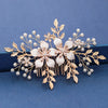 Trendy Handmade Tiara Wedding Hair Comb Leaf flower Bridal Headpiece Gold Pearl Rhinestone Head Jewelry Wedding Hair Accessories-Dollar Bargains Online Shopping Australia