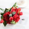 Silk Peony Bouquet Home Decoration Accessories Wedding Party Scrapbook Fake Plants Diy Pompons Artificial Roses Flowers-Dollar Bargains Online Shopping Australia