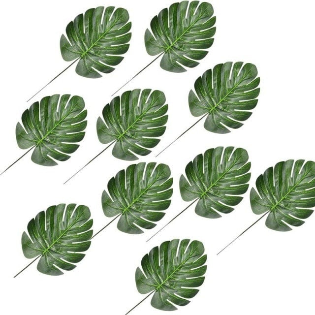 Artificial Gold Green Turtle Leaf Scattered Tail Leaf Fake Silk Plant For Wedding Birthday Party Home Decor Palm Leaves-Dollar Bargains Online Shopping Australia