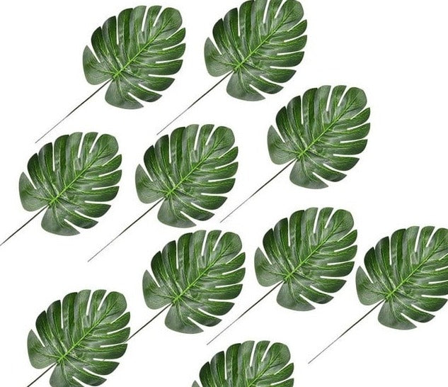 Artificial Gold Green Turtle Leaf Scattered Tail Leaf Fake Silk Plant For Wedding Birthday Party Home Decor Palm Leaves-Dollar Bargains Online Shopping Australia