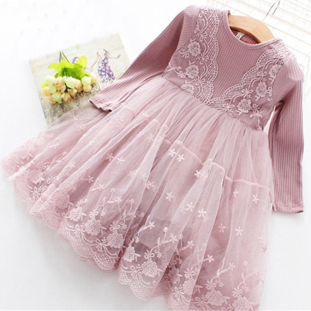 Girls Dress New Spring Casual Long Sleeves lace Mesh Kids Dresses For Girl Autumn Clothing Princess Party Dress-Dollar Bargains Online Shopping Australia