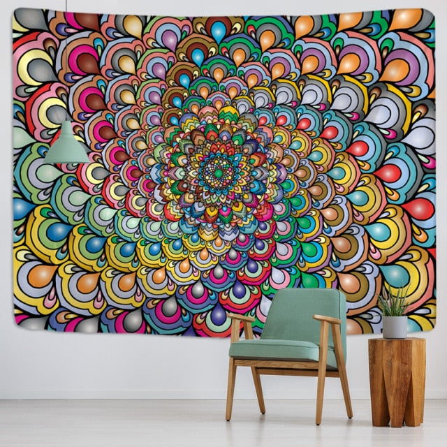 Psychedelic Indian Mandala Tapestry Wall Hanging Beach Mat Bohemian Hippie Carpet TAPIZ Witchcraft Home Decor-Dollar Bargains Online Shopping Australia