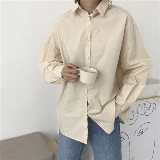 Solid Blouse Loose Casual Vacation All-Match Women Tops Shirts Blusas Camisas Mujer 4 Colors-Dollar Bargains Online Shopping Australia
