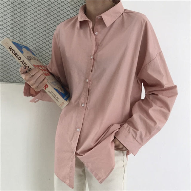 Solid Blouse Loose Casual Vacation All-Match Women Tops Shirts Blusas Camisas Mujer 4 Colors-Dollar Bargains Online Shopping Australia