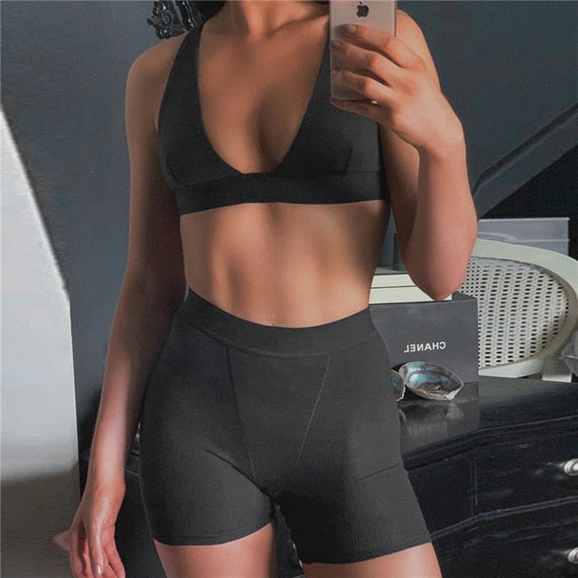 Shirts Legging Work-out Suit 2 Piece Sports Short Sleeve Crop Top High  Waist Running Legging Set Gym Clothing Fitness Tracksuit