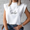 Women's Blouse Thin Abstract Art Rose Face Print O-Neck Short Sleeve White Female Casual Shirt Slim Summer Office Lady Tops-Dollar Bargains Online Shopping Australia