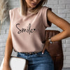 Women's Blouse Thin Abstract Art Rose Face Print O-Neck Short Sleeve White Female Casual Shirt Slim Summer Office Lady Tops-Dollar Bargains Online Shopping Australia