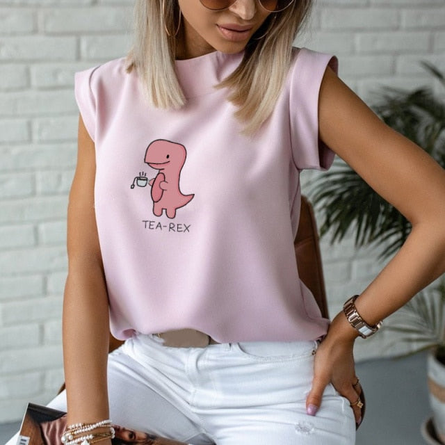 Women's Blouse Thin Abstract Art Rose Face Print O-Neck Short Sleeve White Female Casual Shirt Slim Summer Office Lady Tops-Dollar Bargains Online Shopping Australia