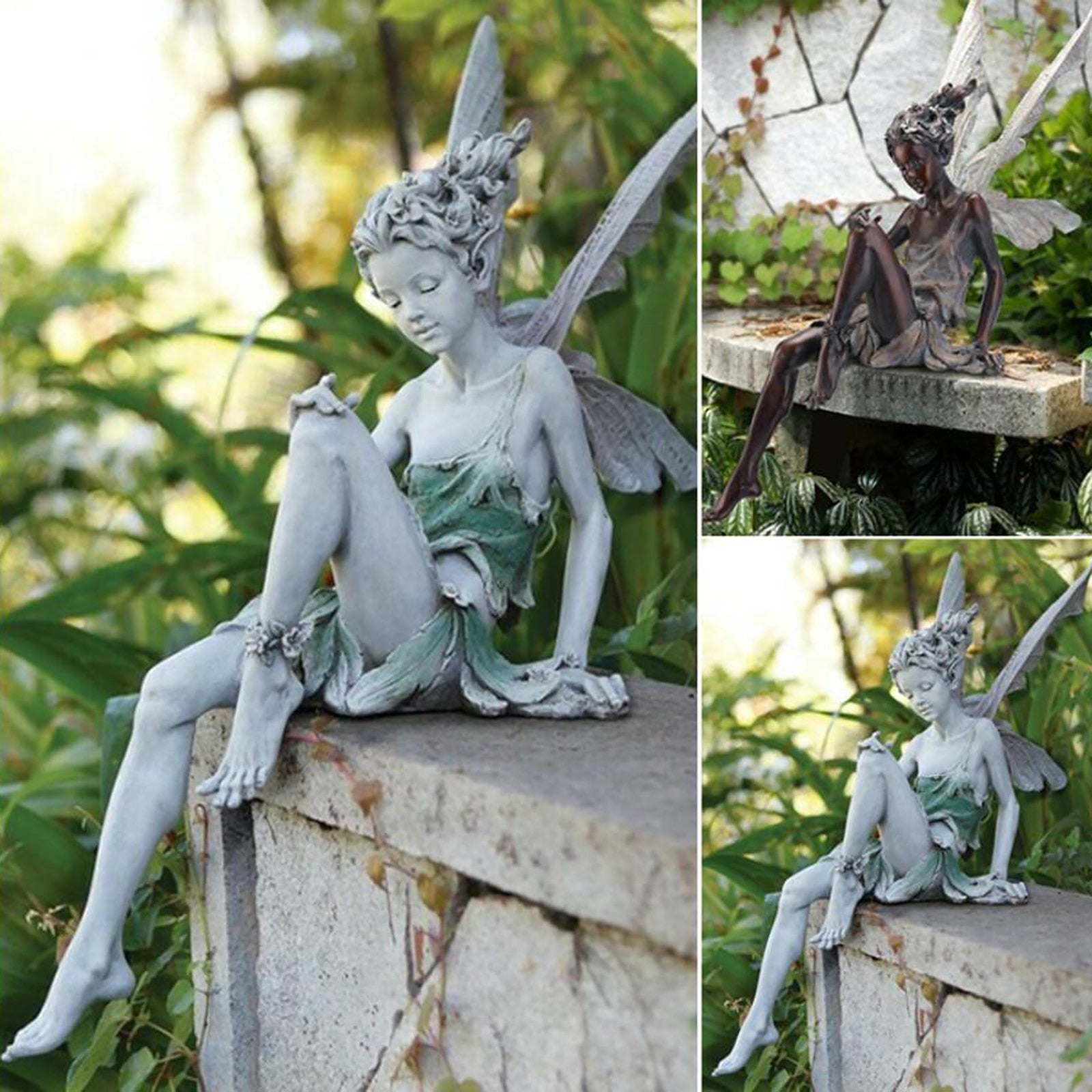 Tudor And Turek Resin Sitting Fairy Statue Garden Ornament Porch Sculpture Yard Craft Landscaping for Home Garden Decoration-Dollar Bargains Online Shopping Australia