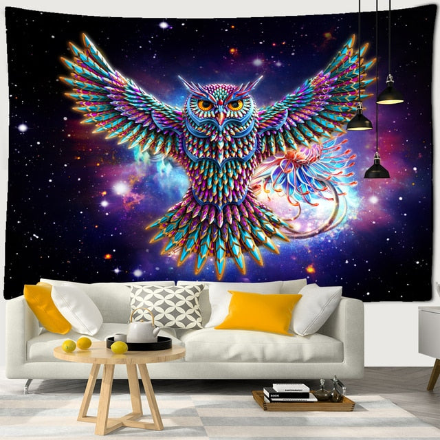 Colorful Psychedelic Owl Tapestry Wall Hanging Bohemian Hippie Art Science Fiction TAPIZ Witchcraft Room Home Decor-Dollar Bargains Online Shopping Australia