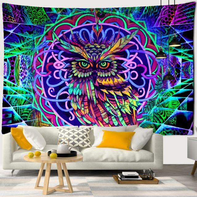 Colorful Psychedelic Owl Tapestry Wall Hanging Bohemian Hippie Art Science Fiction TAPIZ Witchcraft Room Home Decor-Dollar Bargains Online Shopping Australia