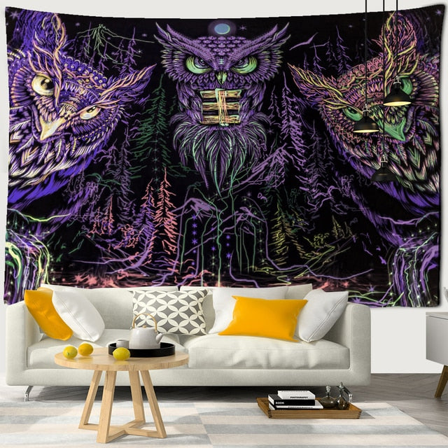 Colorful Psychedelic Owl Tapestry Wall Hanging Bohemian Hippie Art Science Fiction TAPIZ Witchcraft Room Home Decor-Dollar Bargains Online Shopping Australia