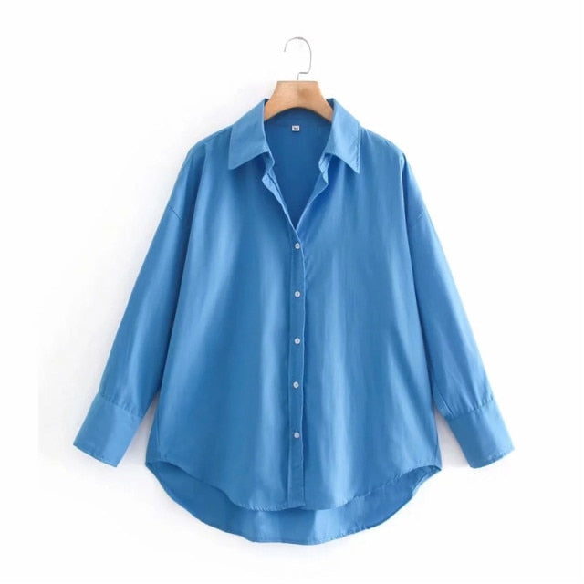 Top Woman Yellow Button Up Shirt Women Long Sleeve Spring Office Blouse Female Asymmetric Hem Chic Pink Shirt-Dollar Bargains Online Shopping Australia