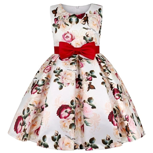 Summer Kids Flower Dresses for Girls Christmas Children Clothing Dress Princess Brithday Wedding Party Baby Girl Dress With Bow-Dollar Bargains Online Shopping Australia