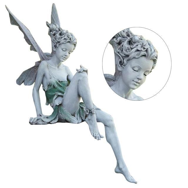 Tudor And Turek Resin Sitting Fairy Statue Garden Ornament Porch Sculpture Yard Craft Landscaping for Home Garden Decoration-Dollar Bargains Online Shopping Australia