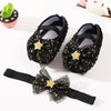 Sequins Baby Shoes Leather Toddler Baby Girl First Walkers Sets Headband Bow-knot Soft Sole Hook &amp; Loop Bling Shoes for Girls-Dollar Bargains Online Shopping Australia