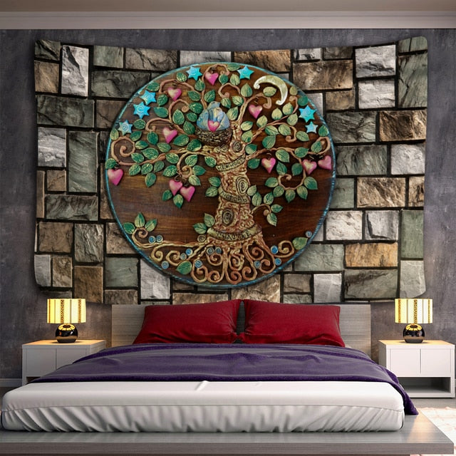 Tree of life Mushroom Forest Tapestry Wall Hanging Fairy Tale Castle Skeleton Bohemian Psychedelic Home Dormitory Dream Decor-Dollar Bargains Online Shopping Australia