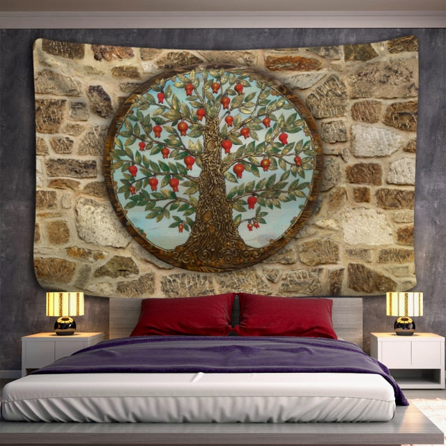 Tree of life Mushroom Forest Tapestry Wall Hanging Fairy Tale Castle Skeleton Bohemian Psychedelic Home Dormitory Dream Decor-Dollar Bargains Online Shopping Australia