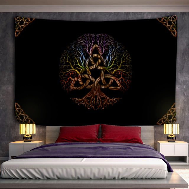 Tree of life Mushroom Forest Tapestry Wall Hanging Fairy Tale Castle Skeleton Bohemian Psychedelic Home Dormitory Dream Decor-Dollar Bargains Online Shopping Australia