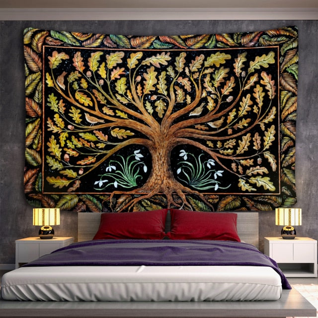 Tree of life Mushroom Forest Tapestry Wall Hanging Fairy Tale Castle Skeleton Bohemian Psychedelic Home Dormitory Dream Decor-Dollar Bargains Online Shopping Australia