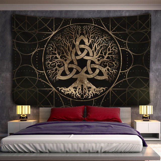 Tree of life Mushroom Forest Tapestry Wall Hanging Fairy Tale Castle Skeleton Bohemian Psychedelic Home Dormitory Dream Decor-Dollar Bargains Online Shopping Australia