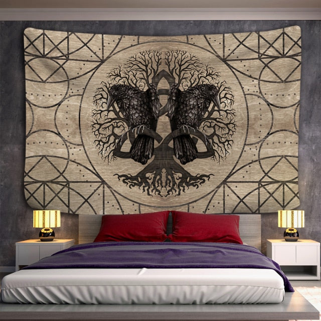 Tree of life Mushroom Forest Tapestry Wall Hanging Fairy Tale Castle Skeleton Bohemian Psychedelic Home Dormitory Dream Decor-Dollar Bargains Online Shopping Australia