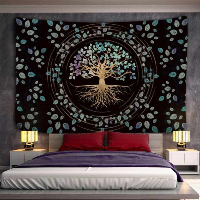 Tree of life Mushroom Forest Tapestry Wall Hanging Fairy Tale Castle Skeleton Bohemian Psychedelic Home Dormitory Dream Decor-Dollar Bargains Online Shopping Australia