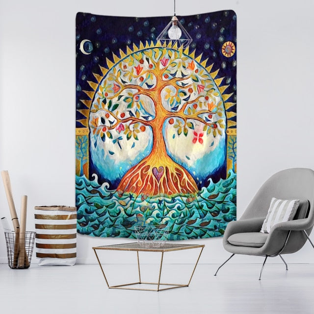 Tree of life Mushroom Forest Tapestry Wall Hanging Fairy Tale Castle Skeleton Bohemian Psychedelic Home Dormitory Dream Decor-Dollar Bargains Online Shopping Australia