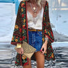 Women Cardigan Summer Open Front Bohemian Floral Printed Blouse Kimono Casual Loose Beach Tops Vintage Long Sleeve-Dollar Bargains Online Shopping Australia