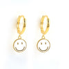 925 Sterling Silver Funny Smile Face Pendant Hoop Earrings For Women Colored Enamel Smiley Charm Circle Earrings Jewelry-Dollar Bargains Online Shopping Australia