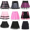 Gothic Lace Mini Pleated Skirt Women Punk Aesthetic High Waist A-Line Short Skirt 90s Vintage Harajuku Streetwear-Dollar Bargains Online Shopping Australia