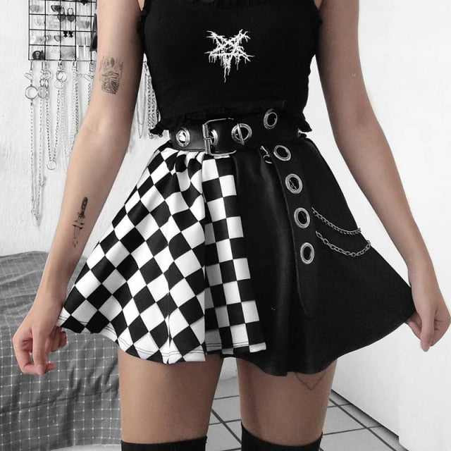 Gothic Lace Mini Pleated Skirt Women Punk Aesthetic High Waist A-Line Short Skirt 90s Vintage Harajuku Streetwear-Dollar Bargains Online Shopping Australia