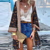 Women Cardigan Summer Open Front Bohemian Floral Printed Blouse Kimono Casual Loose Beach Tops Vintage Long Sleeve-Dollar Bargains Online Shopping Australia