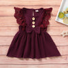 Baby Girl Cotton Linen Sleeveless Dress Fashion Lace-edged Casual Sundress Bow Dress Clothes-Dollar Bargains Online Shopping Australia