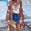 Women Cardigan Summer Open Front Bohemian Floral Printed Blouse Kimono Casual Loose Beach Tops Vintage Long Sleeve-Dollar Bargains Online Shopping Australia