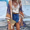 Women Cardigan Summer Open Front Bohemian Floral Printed Blouse Kimono Casual Loose Beach Tops Vintage Long Sleeve-Dollar Bargains Online Shopping Australia