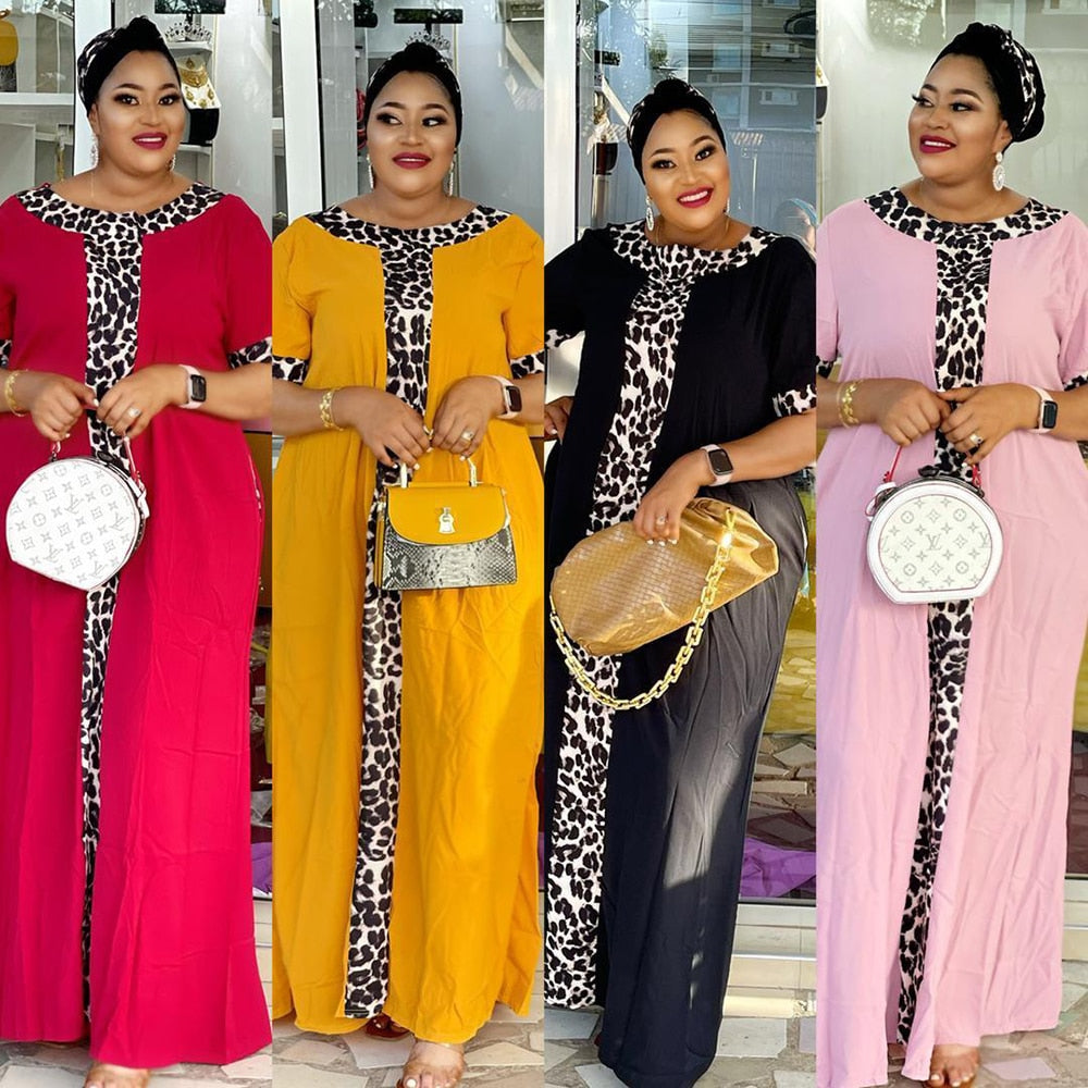 African Kaftan Big Size Dresses India Caftan Traditional Wear Leopard stitch Boubou Africa Femme Maxi-Dollar Bargains Online Shopping Australia